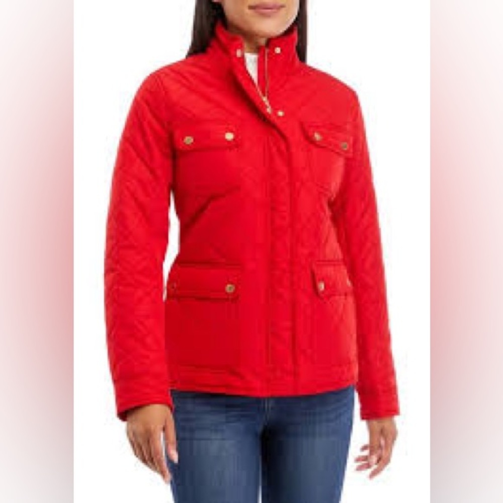 Crown & Ivy Red Quilted Utility Jacket ( SZ M)